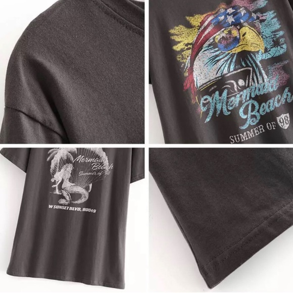Mermaid Beach Retro Festival Beach Surfer T-Shirt Women’s Multi Sizes NWT - Picture 5 of 9